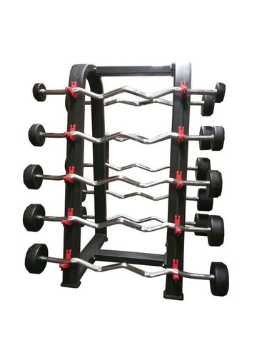 PowerFit Set of Fixed Weight Barbells and A Frame Barbell Rack - BACK ORDER