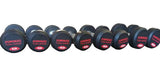 PowerFit Three Tier Dumbbell Rack w/ 5lb-50lb Round Rubber Dumbbell set - LIMITED SUPPLIES!