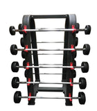 PowerFit Set of Fixed Weight Barbells and A Frame Barbell Rack