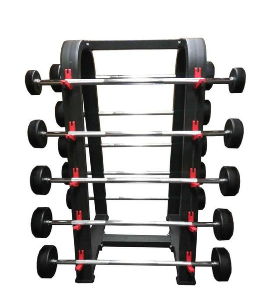 PowerFit Set of Fixed Weight Barbells and A Frame Barbell Rack - BACK ORDER