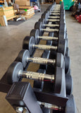 Set of PowerFit Round Rubber Dumbbells 5lb-100lb with PowerFit "Double Wide" Three Tier Black Dumbbell Rack