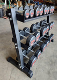 Set of PowerFit Round Rubber Dumbbells 5lb-50lb with PowerFit 54" Three Tier Black Dumbbell Rack Three Tier Dumbbell Rack - LIMITED SUPPLIES!