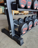 Set of PowerFit Round Rubber Dumbbells 5lb-50lb with PowerFit 54" Three Tier Black Dumbbell Rack Three Tier Dumbbell Rack - LIMITED SUPPLIES!