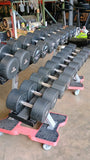 Iron Grip, Intek, Troy 30lb-125lb Urethane Dumbbell Set w/ Hammer Strength Dumbbell Racks (USED)