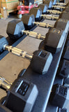 PowerFit Rubber Hex Dumbbell Set 5lb-50lb with 54" Three Tier Dumbbell Rack