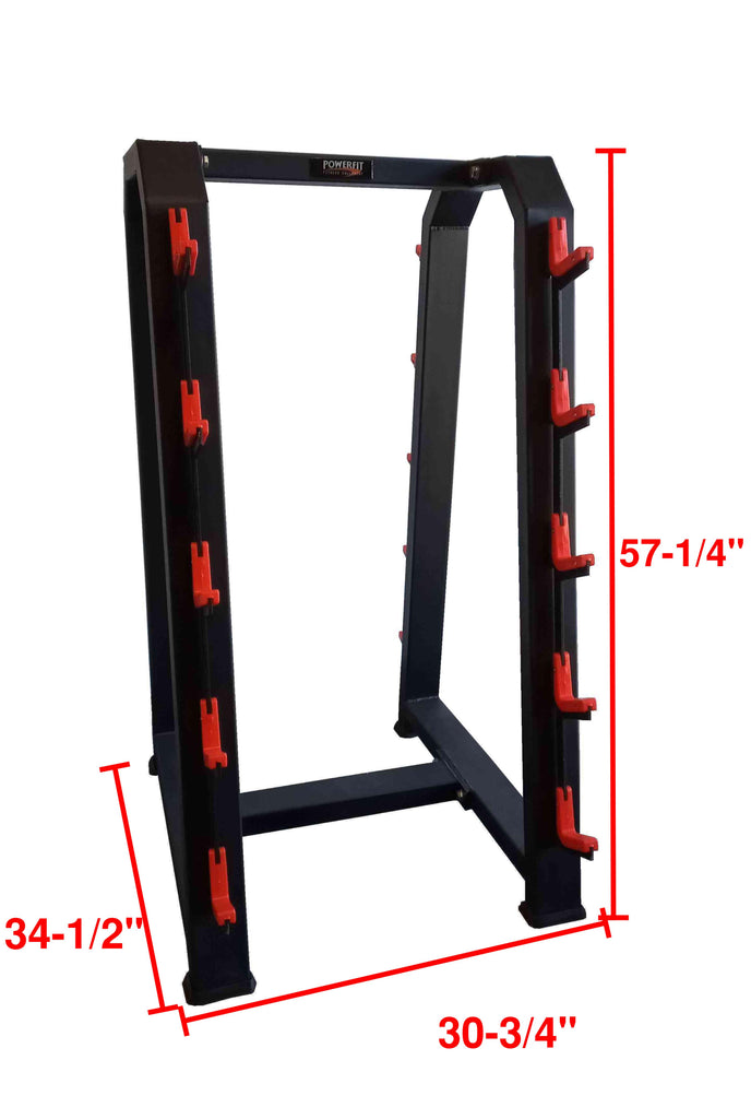PowerFit Set of Fixed Weight Barbells and A Frame Barbell Rack ...