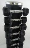 PowerFit Rubber Hex Dumbbell Set with Vertical Dumbbell Rack