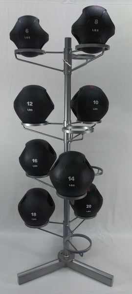 Full set of PowerFit Dual Grip Medicine Balls with Vertical Medicine Ball Rack