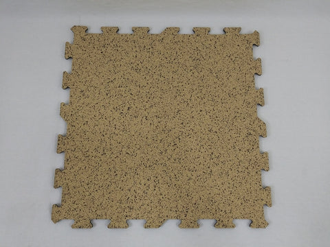 95% Caramel Cream Rubber Interlocking Tiles 23" x 23" x 7.5mm