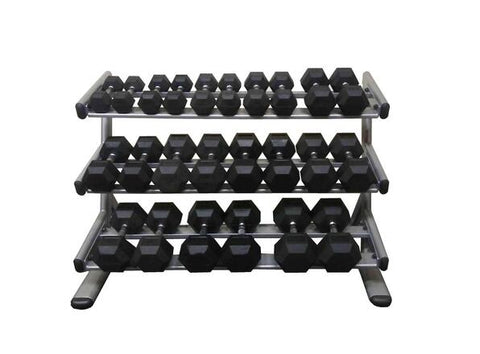 PowerFit Commercial Silver Three Tier Dumbbell Rack w/ 8lb-60lb Dumbbell set