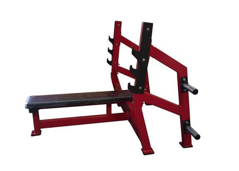 PowerFit Equipment Flat Olympic Chest Press Bench with Storage Rack